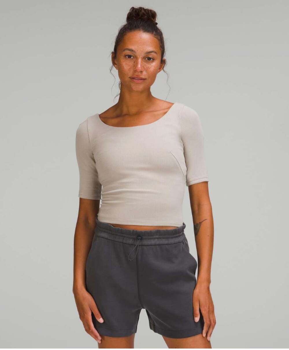 Lululemon Ribbed Micro-Modal Half Sleeve T-Shirt in Raw Linen // 6